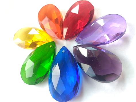 Collectibles Prisms 7 Assorted Rainbow Color 38mm Teardrop Chandelier ...