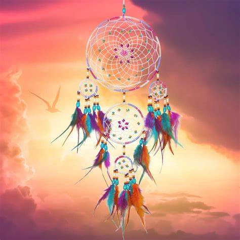 Nicemovic Colorful Dream Catcher Handmade Feather Colorful Circular