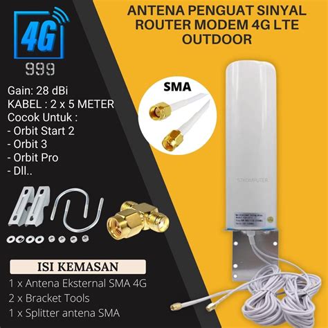 Jual Antena Eksternal 3g 4g Lte Modem Orbit Star 2 28dbi Konektor Sma