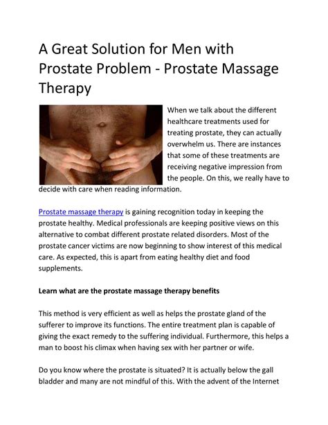 How To Perform A Prostate Massage Telegraph