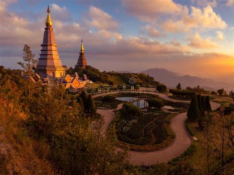 Landscape Two Pagoda At Doi Inthanon National Park Chiang Mai