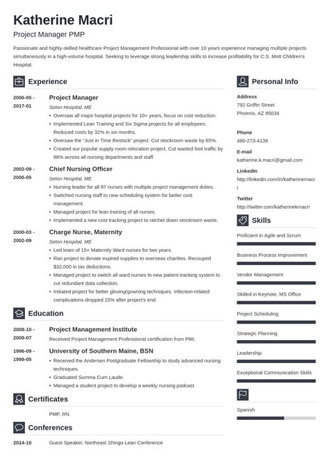 Project Manager Pm Resume Cv Examples Template For 2022