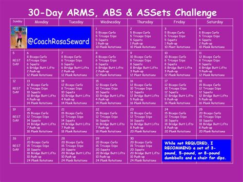 Coach Rosa Seward 30 Day Arms Abs And Assets Challenge