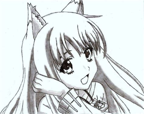 Anime Wolfgirl Coloring Page