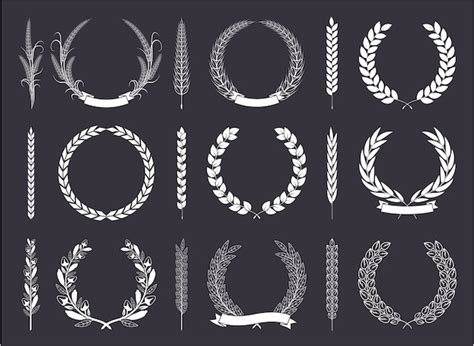 Laurel Wreaths And Branches Vector Collection Vector Premium