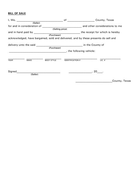 Free Fillable Texas Vehicle Bill Of Sale Form Pdf Templates Images