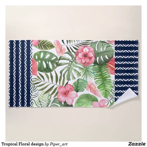 Tropical Floral Design Beach Towel In 2020 Tropical