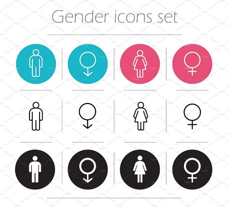 Gender 12 Icons Set Vector Custom Designed Icons ~ Creative Market