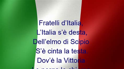 Inno Nazionale Fratelli Ditalia Mameli Italian National Anthem