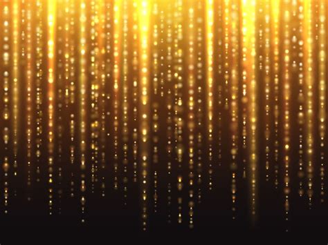 Sparkly Gold Glitter Effect With Falling Down Luminous Particles Vecto