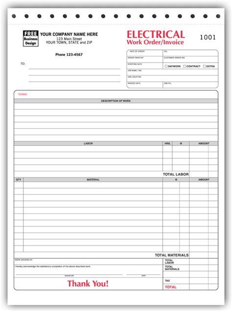 Electrical Work Invoice Template