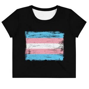 Transgender Pride Flag Crop Top T Shirt Vintage Paint Style Etsy