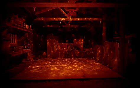 Scary Halloween Barn Stage With Chains Fire And Moving Lights