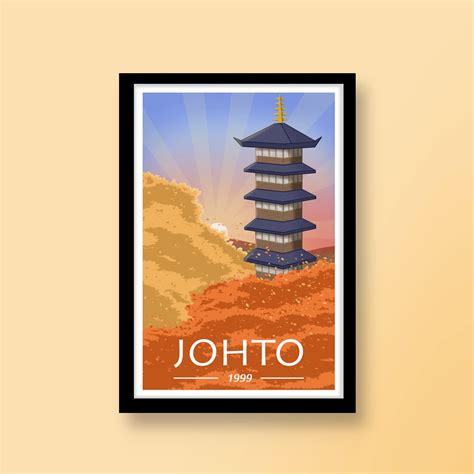 Johto Travel Poster Pokemon Print Etsy