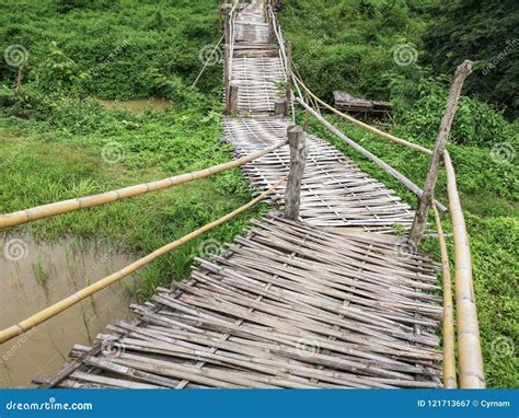 Bamboo Pathway In The Middle Of Paddy Fields Bamboo Walkway And