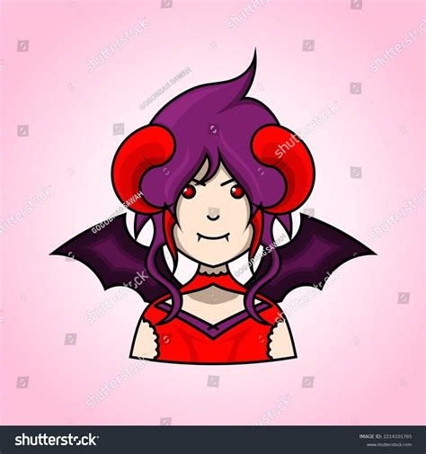 Cute Arch Demon Cartoon Iconfemale Deviladorablefairy Stock Vector