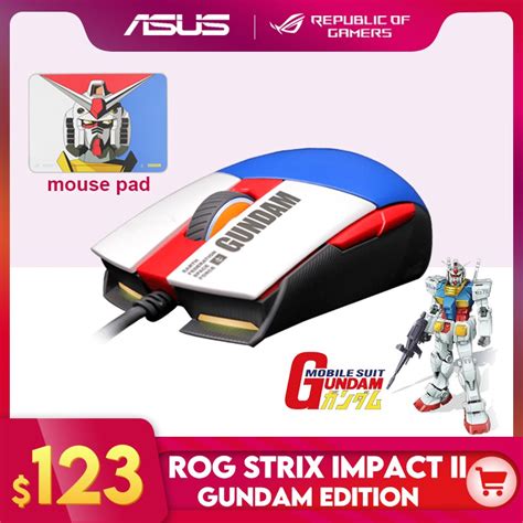 Rog Strix Impact Ii Gundam Edition Wired Gaming Mouse 6200 Dpi