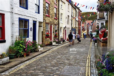 The High Street In Staithes North Yorkshire England High Res Stock