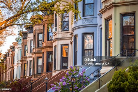 Colorful Brooklyn Brownstones Stock Photo Download Image Now New