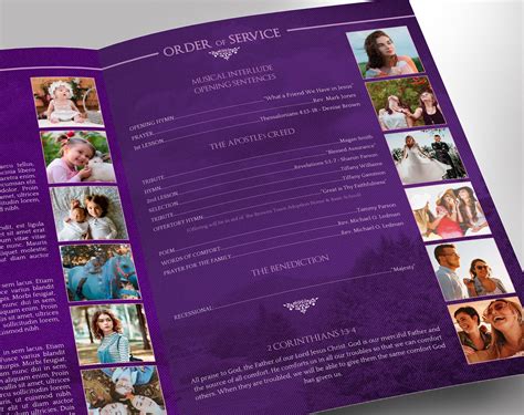 Purple Sky Funeral Program Large Word Publisher Template 4 Etsy