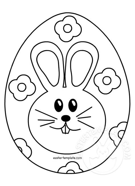 Easter Egg With Rabbit Coloring Page Easter Template