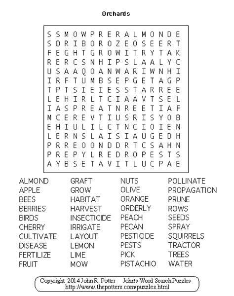 Johns Word Search Puzzles Orchards