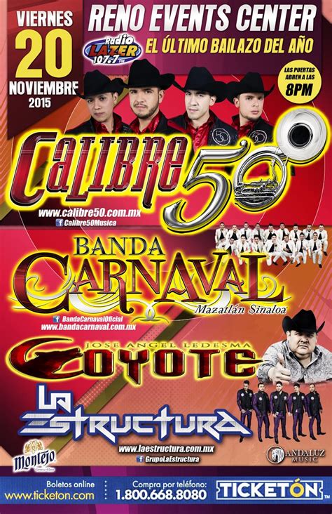 Calibre 50 Banda Carnavalel Coyote Y La Estructura Tickets The Reno