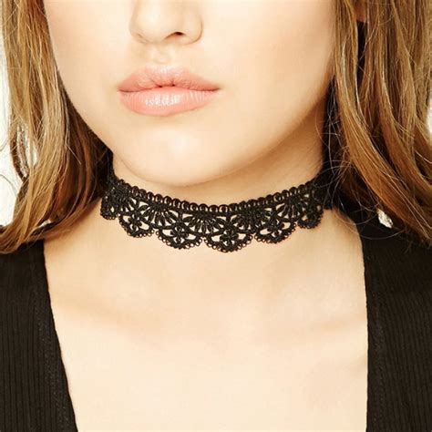 Women Black Lace Choker Necklace Gothic Velvet Collier Chokers Maxi