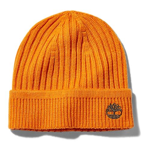 Ribbed Knit Beanie For Men In Orange Timberland