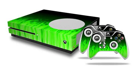 Xbox One S Console Controller Bundle Skins Fire Green Wraptorskinz