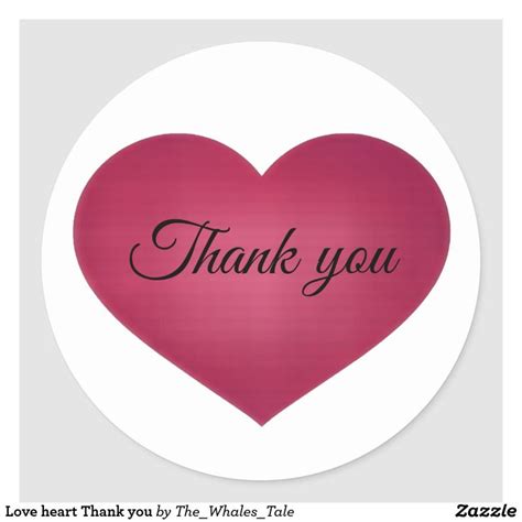 Love Heart Thank You Classic Round Sticker Wedding Favours Thank You