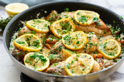 Take advantage of seasonal produce in our chicken fricassee with spring vegetables or crispy chicken cutlets with blistered tomatoes. Skillet Lemon Chicken Recipe - Reluctant Entertainer