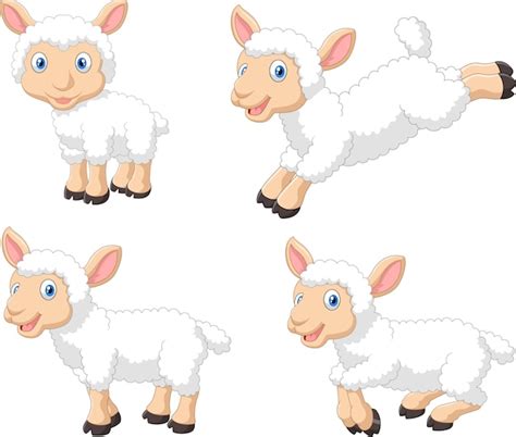 Premium Vector Cute Cartoon Sheep Collection Set