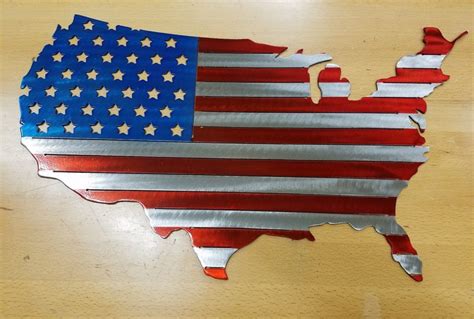 Usa Flag Metal Wall Art Plasma Cut Decor Us United States T Idea