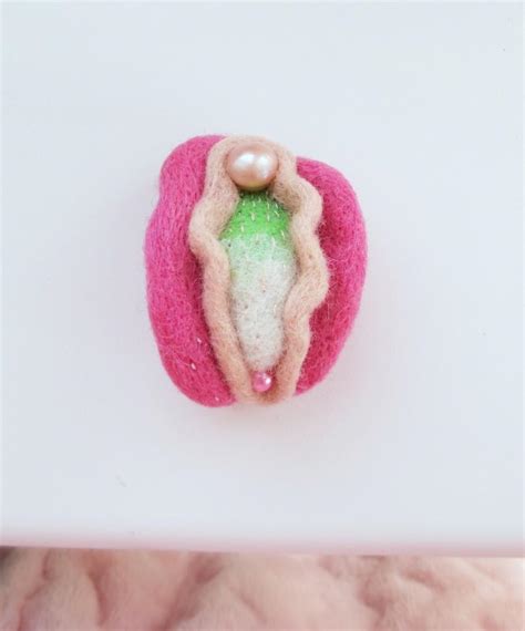 Vulva Brooch With River Pearl Vagina Jewelry Needle Felted Vagina