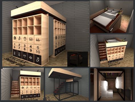 Expedit shelving unit (149 x 149 cm) description: LOFT IDEA - 5 m2 wardrobe + bed **** IKEA KALLAX Shelving unit +IKEA ALGOT shelf system+6 drawer ...