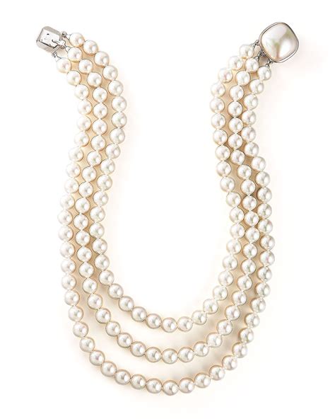 Majorica Three Strand Pearl Necklace Neiman Marcus