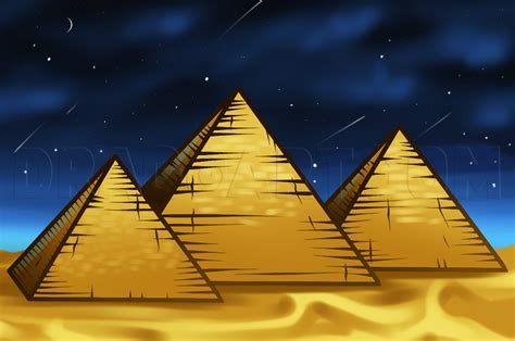 How To Draw The Pyramids Of Giza Pyramids Of Giza Step By Step