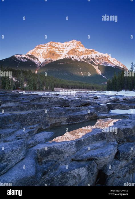 Mount Kerkeslin From The Athabasca Falls Jasper National Park Alberta