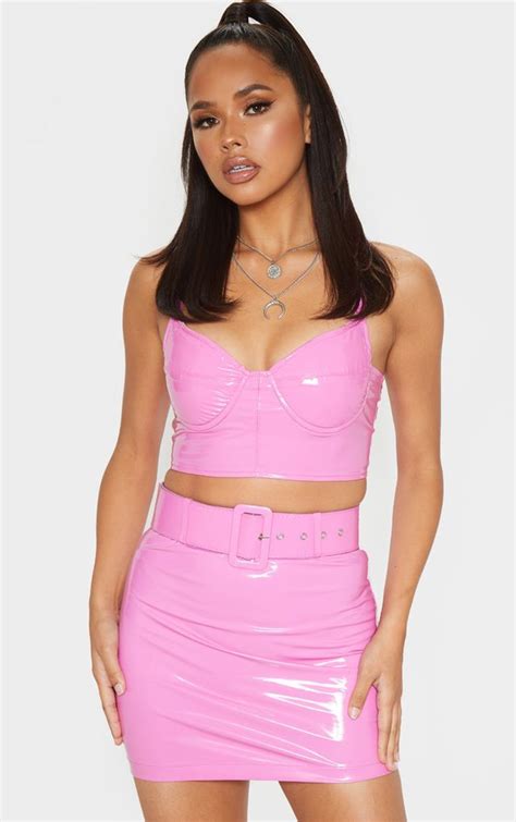 Pin By Kenna On Cheap Hair Accessories In 2020 Pink Mini Skirt Outfit Mini Skirts Vinyl Mini