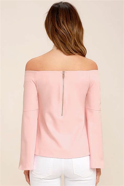 Chic Blush Pink Top Long Sleeve Top Pink Off The Shoulder Top 3400