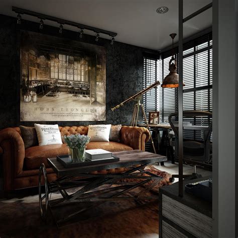 Three Dark Colored Loft Apartments With Exposed Brick Walls