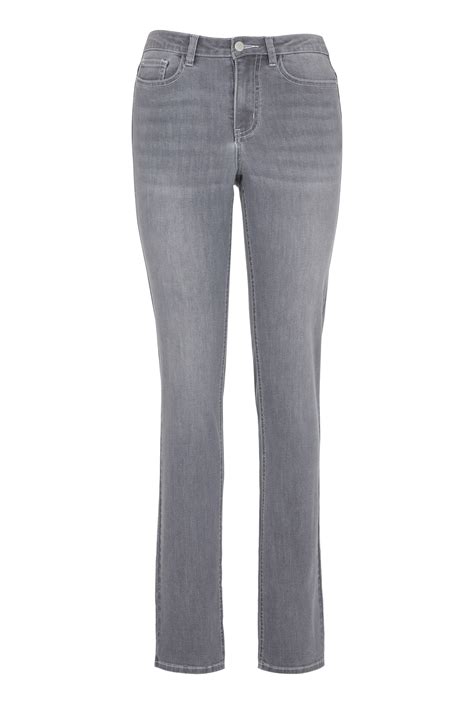 Grey Washed Straight Leg Mid Rise Jeans Long Tall Sally