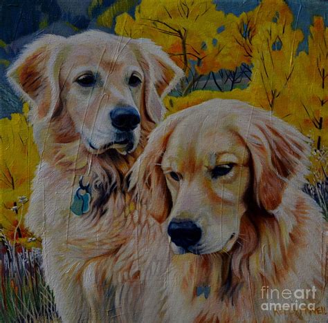 A Golden Pair Golden Retrievers Painting By Kelly Mcneil Pixels