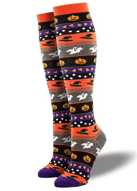 Cute Halloween Knee Socks Ghosts Pumpkins And Candy Corn Socks Cute