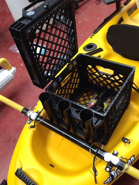 This may not be the best option for you and your set up but it is an option nonetheless. Carry Crate With Rod Holders For Kayak | Kayak fishing diy, Kayak fishing tips, Kayak fishing setup