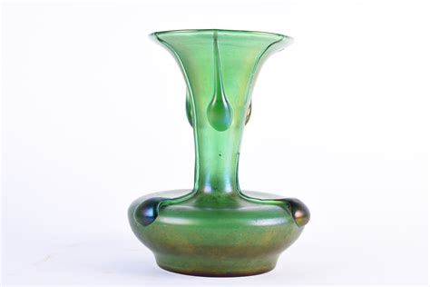 Lot 413 An Art Nouveau Design Green Glass Vase With