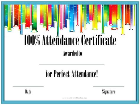 Free Printable Perfect Attendance Certificates Printable World Holiday