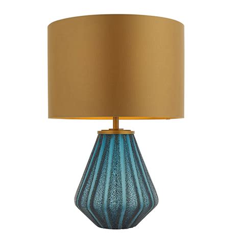 Cayton Luxury Turquoise Glass Lamp Base With Gold Shade Lightbox