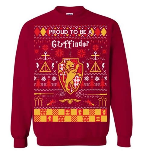 Proud To Be A Gryffindor Christmas Sweater The Muggle Land Co